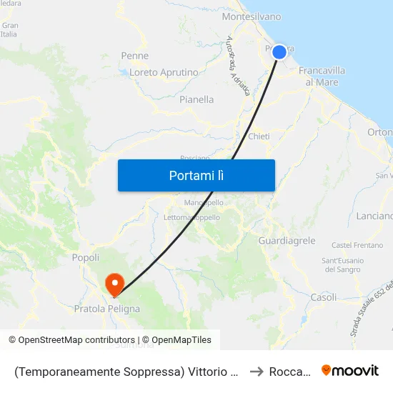 (Temporaneamente Soppressa) Vittorio Emanuele II - Bar Lucio to Roccacasale map