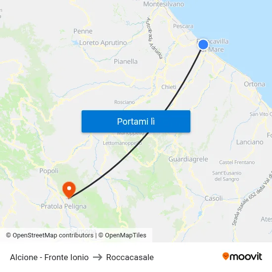 Alcione - Fronte Ionio to Roccacasale map
