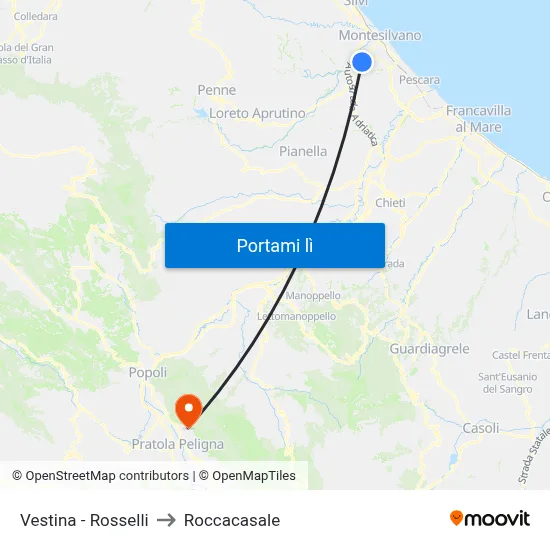 Vestina - Rosselli to Roccacasale map