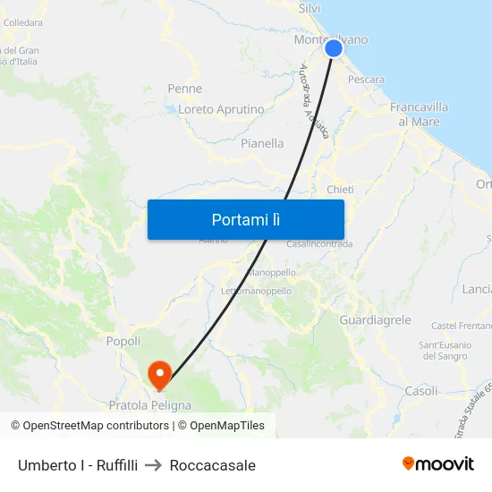 Umberto I - Ruffilli to Roccacasale map