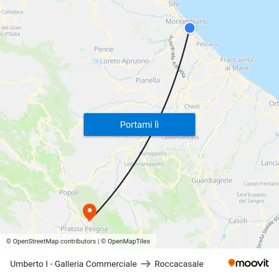 Umberto I - Galleria Commerciale to Roccacasale map