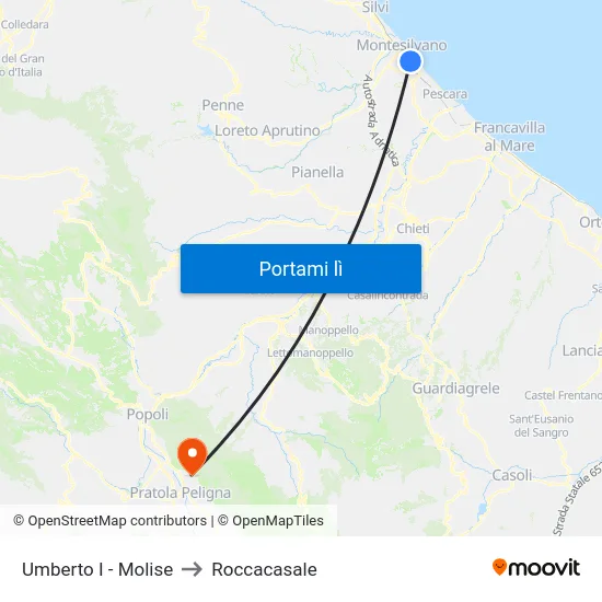 Umberto I - Molise to Roccacasale map