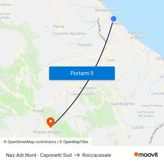 Naz.Adr.Nord - Caponetti Sud to Roccacasale map