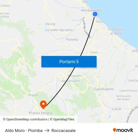 Aldo Moro - Piomba to Roccacasale map