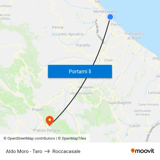 Aldo Moro - Taro to Roccacasale map