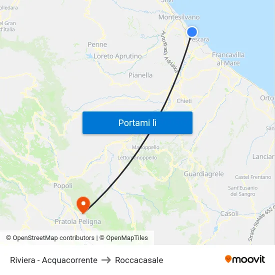 Riviera - Acquacorrente to Roccacasale map