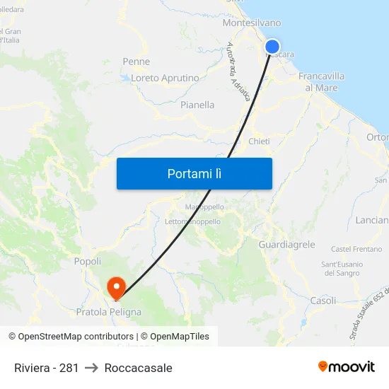 Riviera - 281 to Roccacasale map