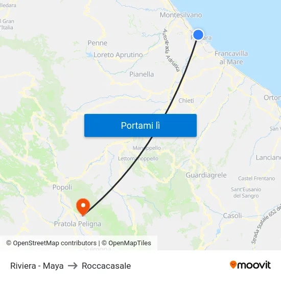 Riviera - Maya to Roccacasale map