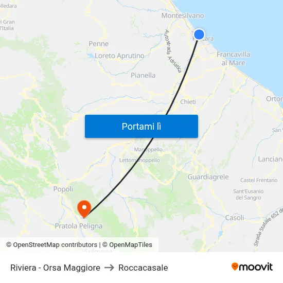 Riviera - Orsa Maggiore to Roccacasale map