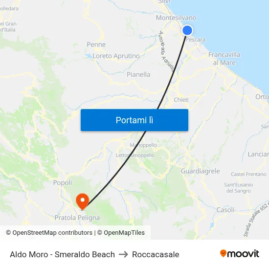 Aldo Moro - Smeraldo Beach to Roccacasale map