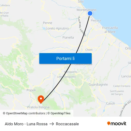 Aldo Moro - Luna Rossa to Roccacasale map