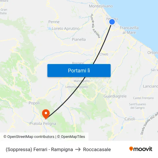 (Soppressa) Ferrari - Rampigna to Roccacasale map