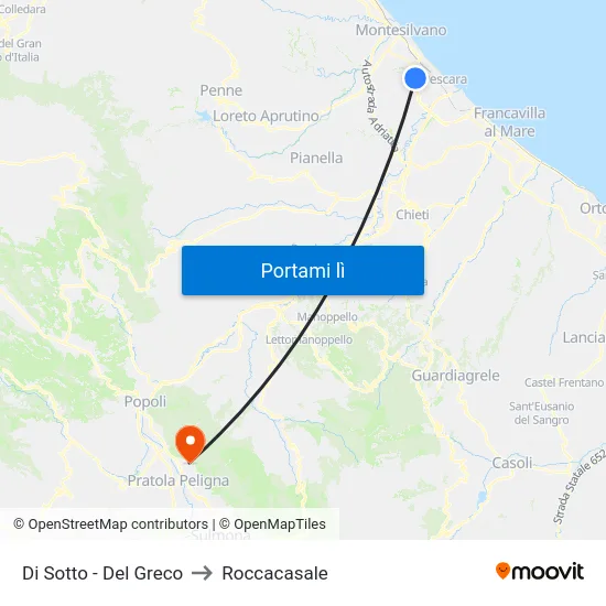 Di Sotto - Del Greco to Roccacasale map