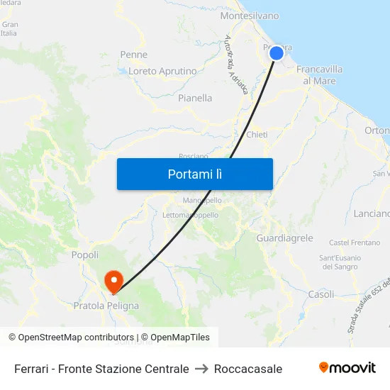 Ferrari - Fronte Stazione Centrale to Roccacasale map