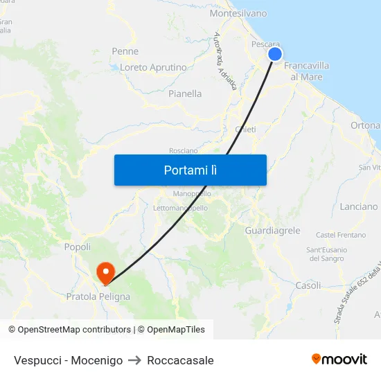 Vespucci - Mocenigo to Roccacasale map