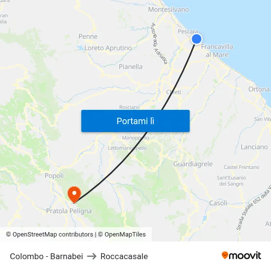 Colombo - Barnabei to Roccacasale map