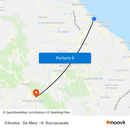 D'Avalos - De Meis to Roccacasale map