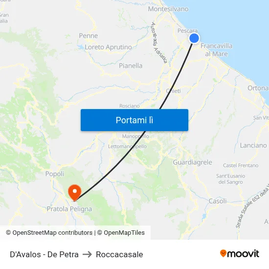 D'Avalos - De Petra to Roccacasale map
