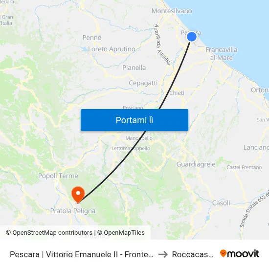 Pescara | Vittorio Emanuele II - Fronte Ovs to Roccacasale map
