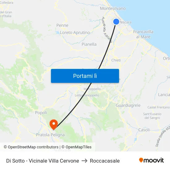 Di Sotto - Vicinale Villa Cervone to Roccacasale map