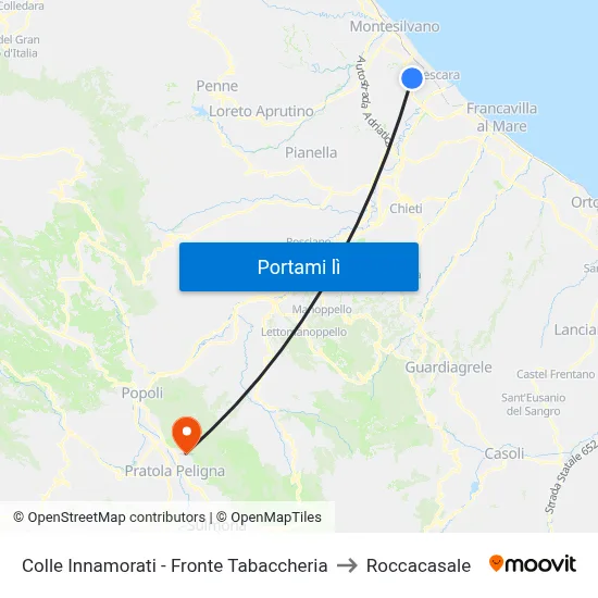 Colle Innamorati - Fronte Tabaccheria to Roccacasale map