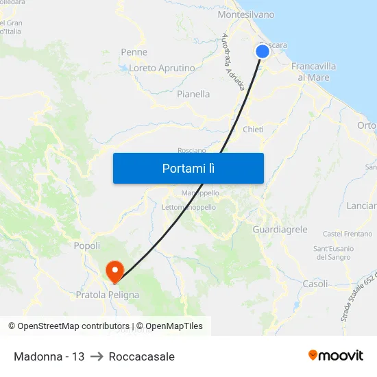 Madonna - 13 to Roccacasale map