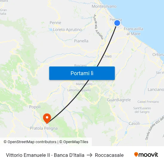 (Soppressa Dal 18/03 Al 03/04) Vittorio Emanuele II - Banca D'Italia to Roccacasale map