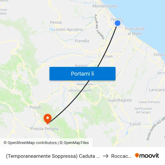 (Temporaneamente Soppressa) Caduta Del Forte - Chieti to Roccacasale map