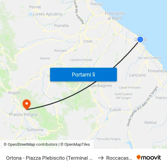 Ortona - Piazza Plebiscito (Terminal Bus) to Roccacasale map