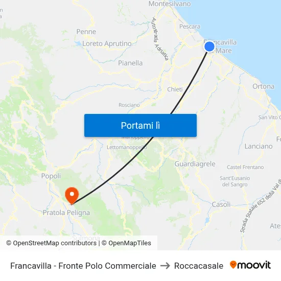 Francavilla - Fronte Polo Commerciale to Roccacasale map