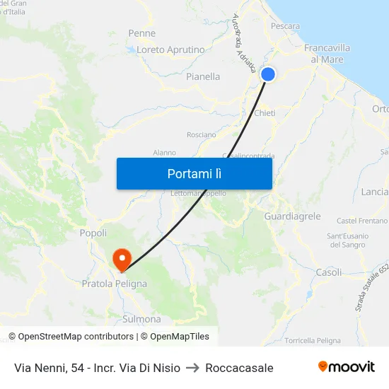 Via Nenni, 54 - Incr. Via Di Nisio to Roccacasale map