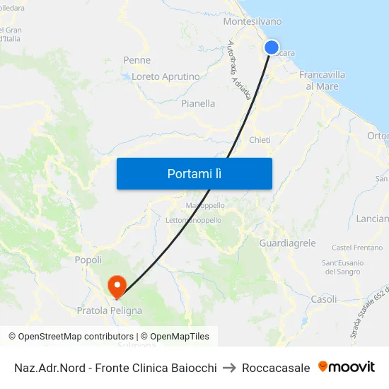 Naz.Adr.Nord - Fronte Clinica Baiocchi to Roccacasale map
