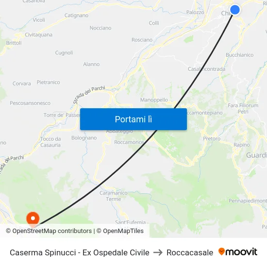 Caserma Spinucci - Ex Ospedale Civile to Roccacasale map
