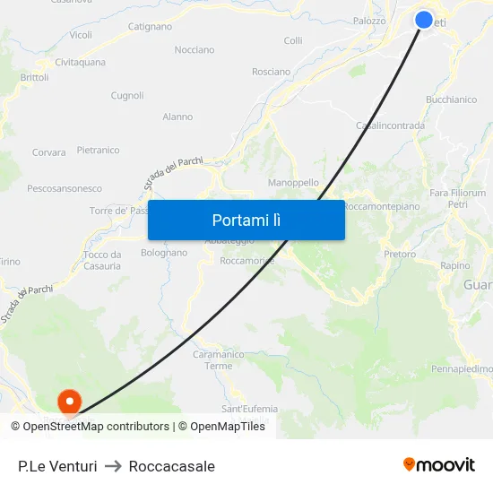 P.Le Venturi to Roccacasale map