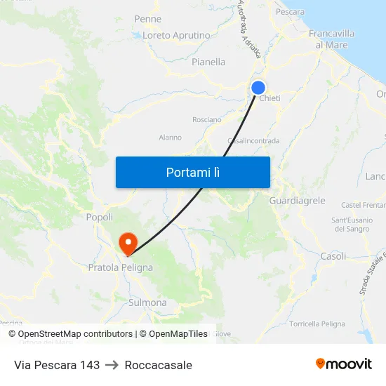 Via Pescara 143 to Roccacasale map