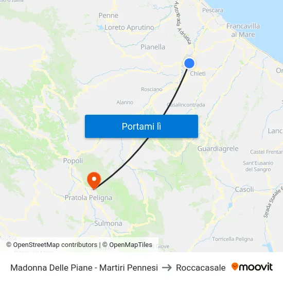 Madonna Delle Piane - Martiri Pennesi to Roccacasale map