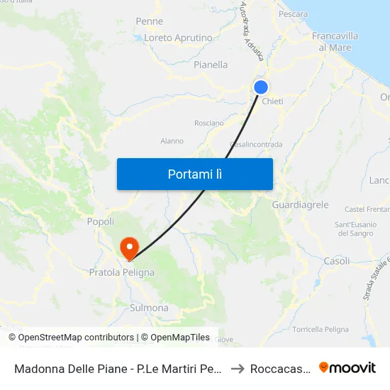 Madonna Delle Piane - P.Le Martiri Pennesi to Roccacasale map