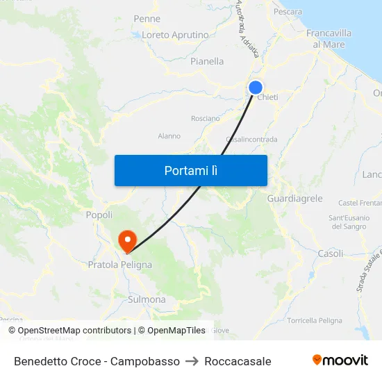 Benedetto Croce - Campobasso to Roccacasale map