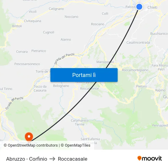 Abruzzo - Corfinio to Roccacasale map