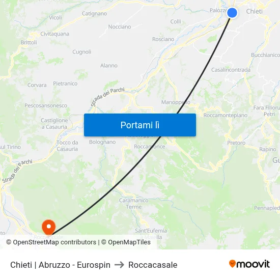 Chieti | Abruzzo - Eurospin to Roccacasale map