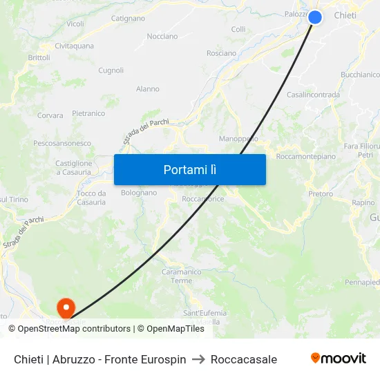 Chieti | Abruzzo - Fronte Eurospin to Roccacasale map