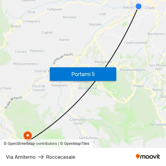 Via Amiterno to Roccacasale map