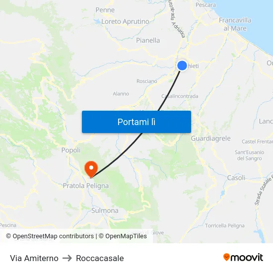 Via Amiterno to Roccacasale map