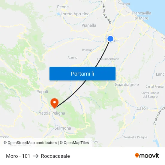 Moro - 101 to Roccacasale map