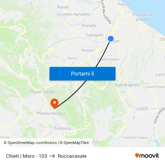 Chieti | Moro - 103 to Roccacasale map