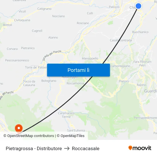 Pietragrossa - Distributore to Roccacasale map