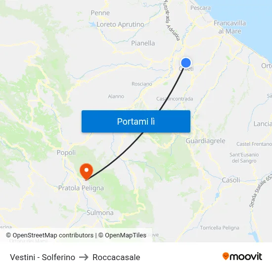 Vestini - Solferino to Roccacasale map