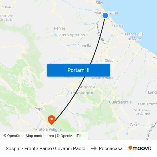 Sospiri - Fronte Parco Giovanni Paolo II to Roccacasale map