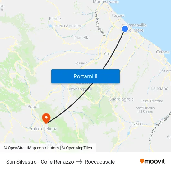 San Silvestro - Colle Renazzo to Roccacasale map