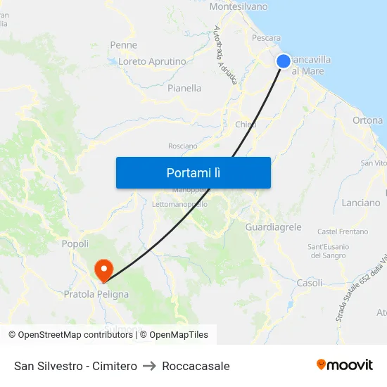 San Silvestro - Cimitero to Roccacasale map